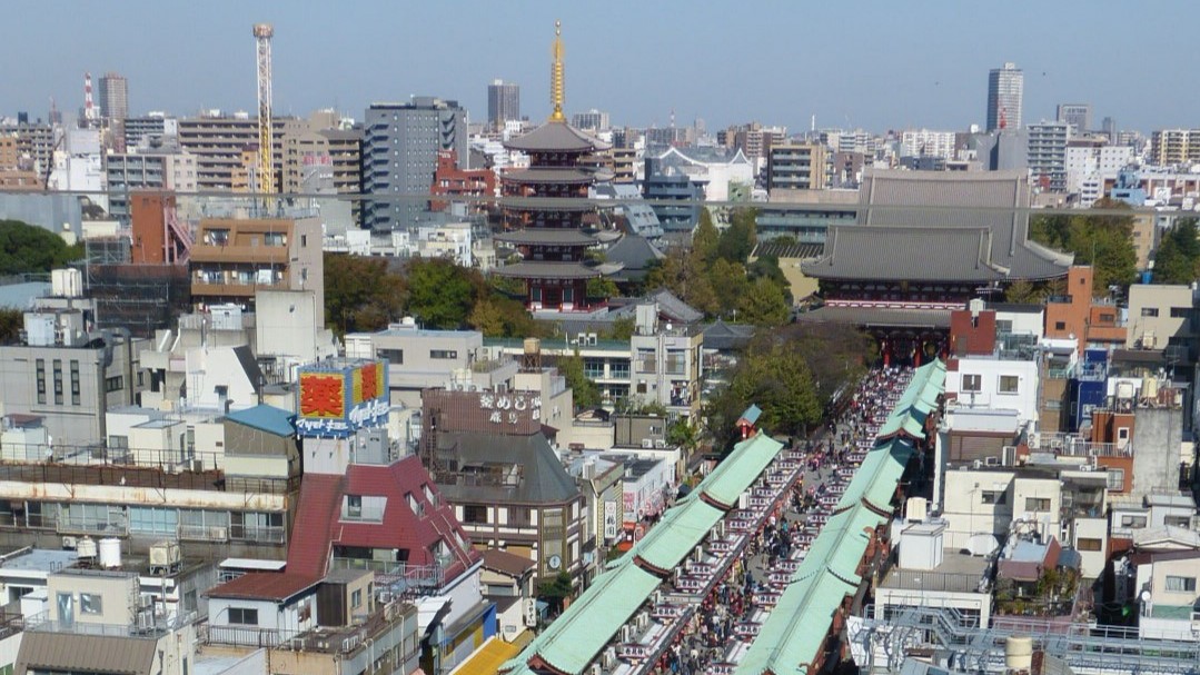 looking down at the shrine area